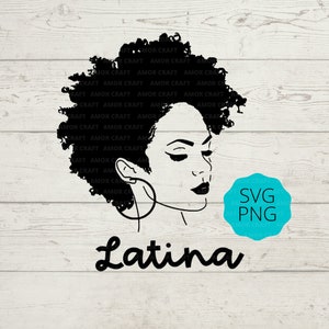 LATINA AFROLATINA Curly Hair Woman's Silhouette cutting file - svg, png