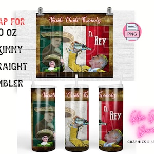VICENTE FERNANDEZ Tequila WRAP Mexican Singer Mariachi for Skinny 20 0z straight tumbler - png format