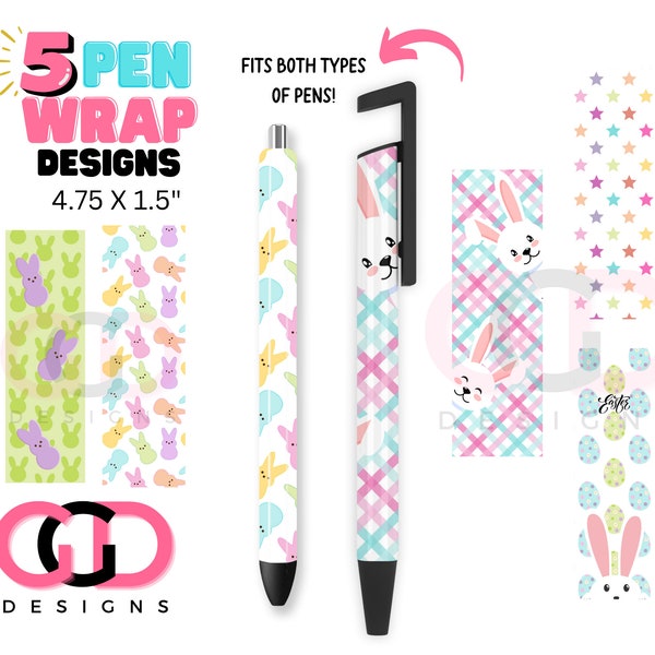 EASTER bunny, candies, patterns, pastel colors - 5 designs included - Sublimation Pen Wraps - png format