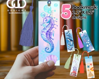 Ocean Friends, Whales, Seahorse, Starfish, Coral, Dolphin, Under the Sea, BOOKMARK Designs - png