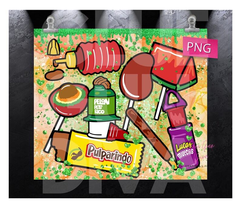 Mexican Candy, dulce mexicano, snacks | WRAP for Skinny 20 0z straight tumbler - png format image 2