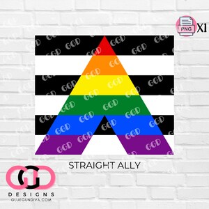 STRAIGHT ALLY FLAG - Individual flag, Pride flag, Inclusivity, love wins all, png format