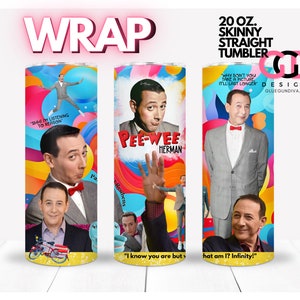 PeeWee 80s kids, 80s tv, herman sublimation image | WRAP for Skinny 20 0z straight tumbler - png format