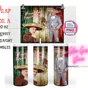 VICENTE FERNANDEZ メキシコ国旗歌手マリアッチタンブラー WRAP for Skinny 20 0z ストレートタンブラー - png 形式