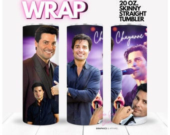 CHAYANNE cantantes Puerto Rico 80s 90s nostalgia romanticos Musica LATINA | WRAP for Skinny 20 0z straight tumbler - png format
