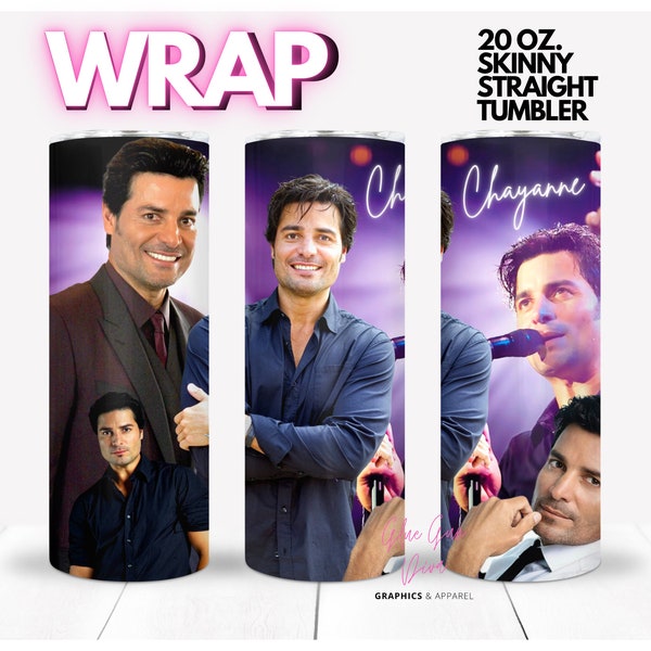 CHAYANNE cantantes Puerto Rico 80s 90s nostalgia romanticos Musica LATINA | WRAP for Skinny 20 0z straight tumbler - png format