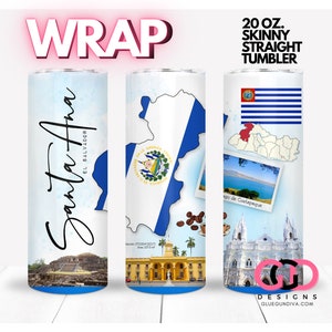 SANTA ANA El Salvador departamento, mapa, latino, Salvadoreño | WRAP for Skinny 20 0z straight tumbler - png format