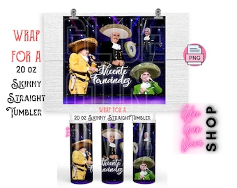 VICENTE FERNANDEZ Mexican Singer Mariachi Tumbler WRAP for Skinny 20 0z straight tumbler - png format