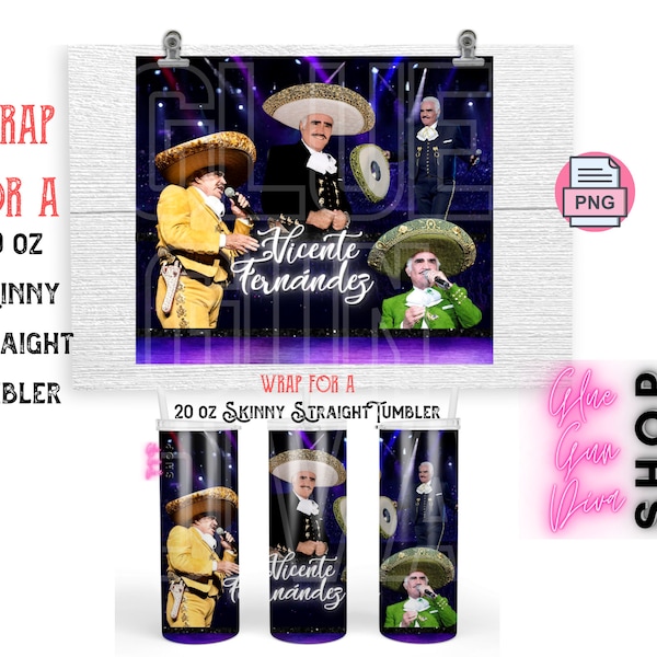 VICENTE FERNANDEZ Mexican Singer Mariachi Tumbler WRAP für Skinny 20 0z straight tumbler - png format