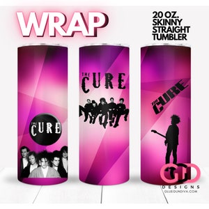 WRAP THE CURE Band 80s 90s alternatieve rockwrap voor Skinny 20 0z rechte beker - png-formaat