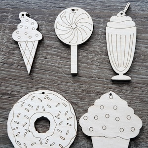 10 x semplici forme in legno di betulla per creare orecchini per gioielli forme dolci gelato cupcake etichette in legno tagliate al laser artigianato decoupage Spedizione gratuita