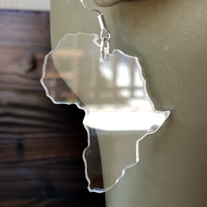 Pendientes de África con silueta de mapa africano, acrílico transparente, colgantes, joyería étnica transparente