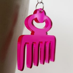 Duafe earrings African comb Adinkra Symbol hair pick dangle ethnic acrylic jewelry