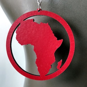 3 pares de pendientes de aro de madera con mapa de África en varios tamaños y 25 colores para elegir