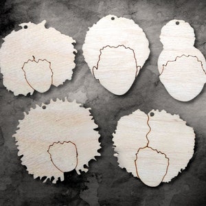 10 semplici orecchini in legno per capelli naturali di ragazza africana in legno, per realizzare lavori artigianali con taglio laser, silhouette afro, soffio, non finiti