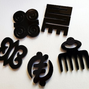10 Adinkra charms Duafe GyeNyame pendants acrylic shapes for jewelry earrings making laser cut crafts