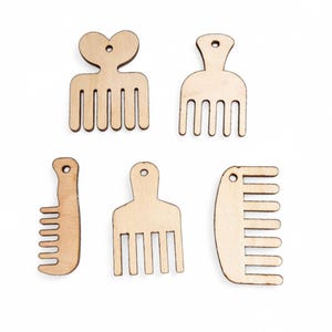 Forme di pettini afro in legno x 10, creazione di orecchini con capelli naturali, artigianato tagliato al laser, pettine afro, sagoma di pettine