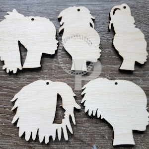 Sagome di ragazze africane in legno 10 pezzi forme di capelli naturali gioielli orecchini creazione artigianato tagliato al laser Afro Locs non finito Spedizione gratuita