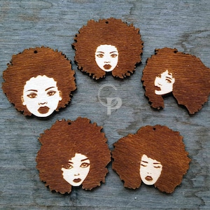 10 houten vormen gewoon Afrikaans haar Afro soezen vormen sieraden oorbellen maken lasergesneden ambachten koningin silhouet onafgewerkt zwart naturalista