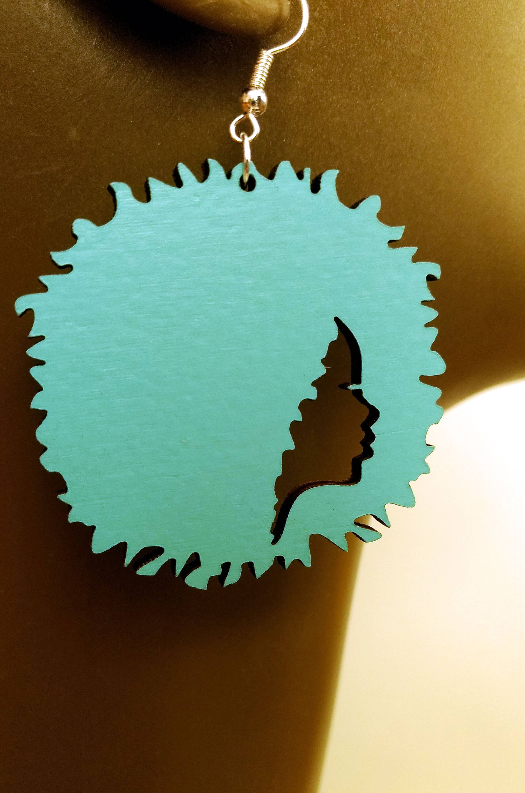 Orecchini Pendenti In Legno Etnico Africano Inciso Alla Moda Taglio - Foto 6