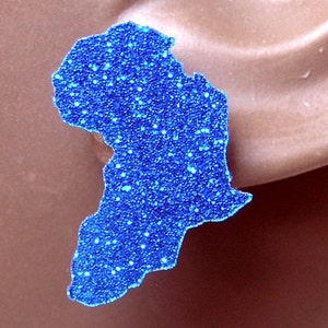 Africa stud earrings blue glitter sparkle 1 inch size
