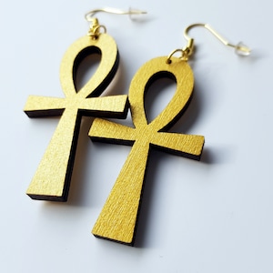 3 pares de pendientes africanos de madera Ankh en varios tamaños y 27 colores para elegir