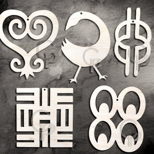 10 símbolos Adinkra de madera de abedul lisos, formas Sankofa para hacer joyas, pendientes, manualidades cortadas con láser, decoupage, grandes, sin terminar, envío gratuito
