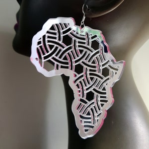 Grote acryl oorbellen Afrika spiegelkleuren etnisch patroon sieraden