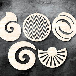 10 x schlichte Holzformen aus Birkenholz für Schmuck Ohrringe Herstellung Spiralen Chevron Laserschnitt Schmuck Dekoration versandkostenfrei