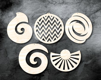 10 x plain birch wooden shapes for jewelry earrings making shapes spiral chevron laser cut tags crafts decoupage Free postage