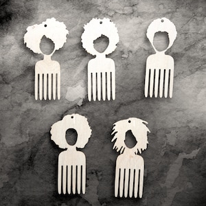 10 effen houten afro pick natuurlijk haar meisje vormen sieraden oorbellen maken lasergesneden ambachten Afro pick kam silhouet bladerdeeg gratis verzending