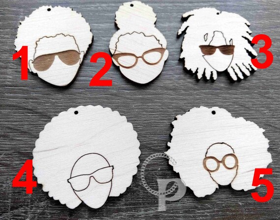 10 Plain Wooden Africa Girl Natural Hair Glasses Shapes Etsy