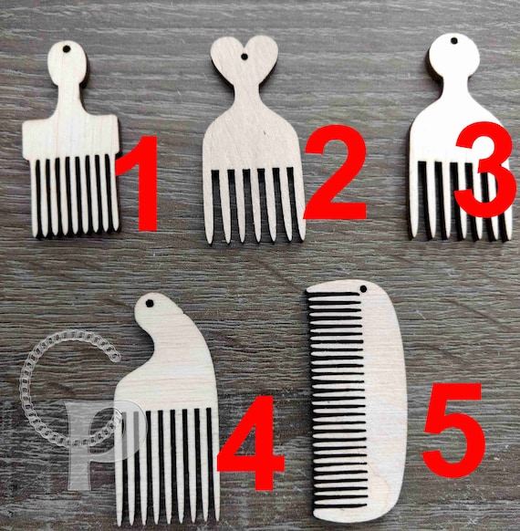 10 Plain Wooden Afro Pick Natural Hair Shapes Jewelry Earrings Etsy