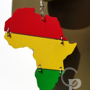 Afrikanische Ohrringe Afrika Landkarte Panafrikanische Farben 3 Zoll rot,gelb,grün