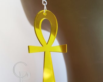 Boucles d'oreilles Ankh en acrylique couleurs transparentes Symbole Afrique Croix Egyptienne