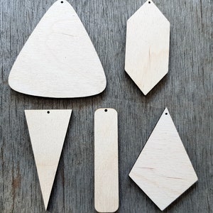 10 wooden shapes for jewelry earrings making geometric shapes cut outs