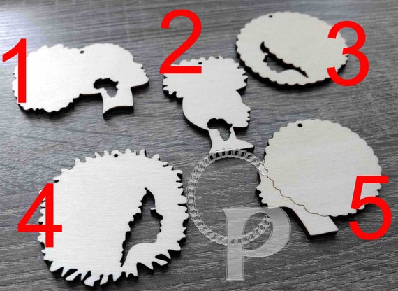 10 Plain Wooden Africa Girl Natural Hair Shapes Jewelry Etsy