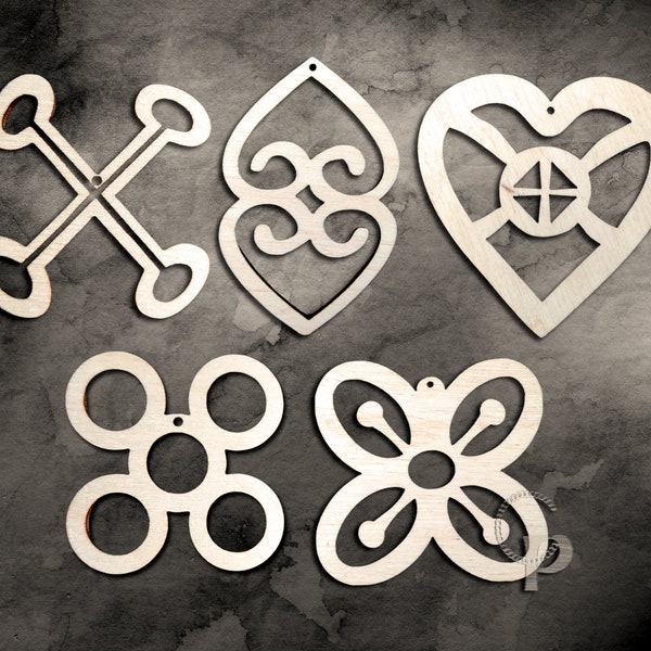 10 wooden Adinkra blank shapes for jewelry Diy earrings making laser cut crafts large unfinished