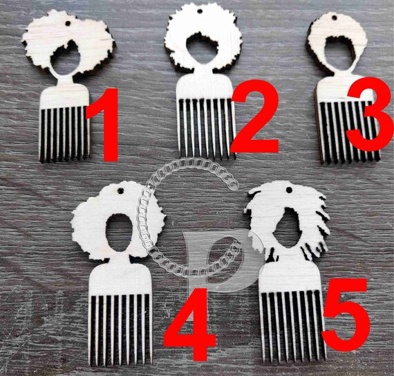 10 Plain Wooden Afro Pick Natural Hair Girl Shapes Jewelry Etsy