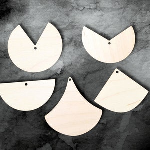 10 formas de madera de abedul lisas para hacer aretes de joyería, etiquetas cortadas con láser en forma de semicírculo, manualidades, decoupage, envío gratuito