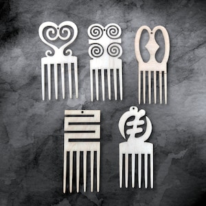 10 madera lisa Afro pick pelo natural Adinkra recoger pendientes de joyería haciendo artesanías cortadas con láser Afro pick peine Gye Nyame Sankofa Franqueo gratuito