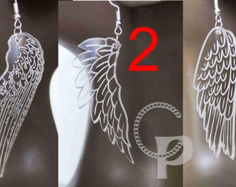 Laser cut and engraved clear acrylic earrings glass look Angel wings transparent