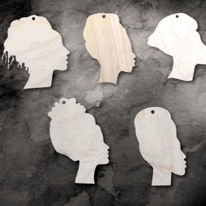 10 effen natuurlijke houten Afrikaanse vrouw koningin vormen sieraden oorbellen maken lasergesneden ambachten decoupage hoofddoek koningin silhouet onafgewerkt