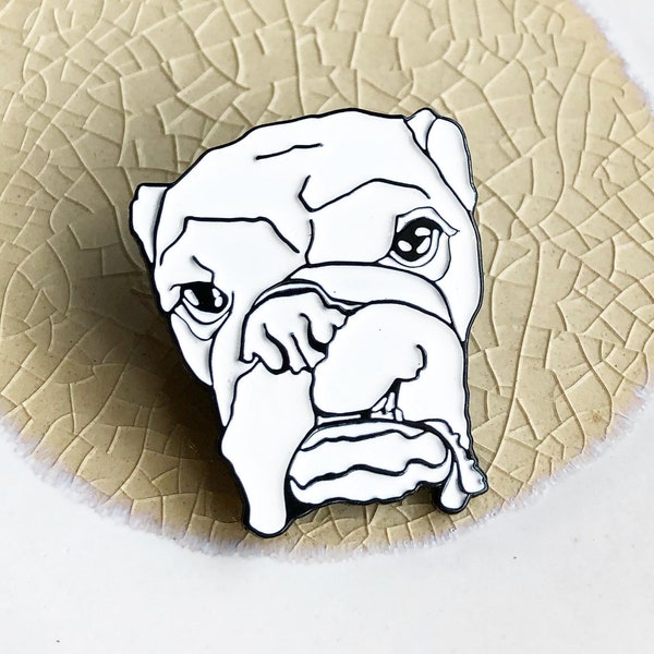 Grumpy English Bulldog Soft Enamel Pin, Dog Love, Pets, Pin