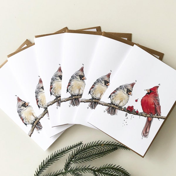 Cardinal Card Pack of 6 for 35, The Feast Greeting Cards, Value Pack, 5"x7", Kelly Dixon Art