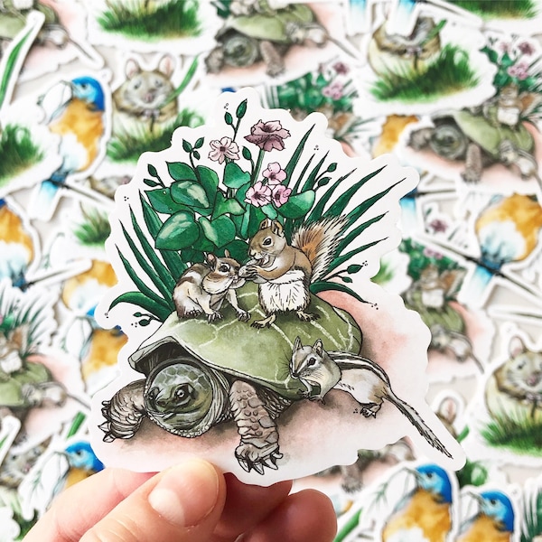 Turtle, Squirrel + Chipmunks - Die Cut Vinyl Sticker