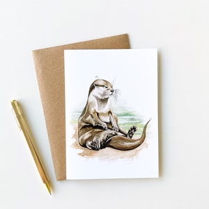 NOUVEAU! Carte de vœux Loutre, Carte vierge, 5"x7 », Kelly Dixon Art