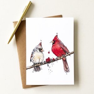The Feast Holiday Cardinals Greeting Carding Carding, Woodland, 5"x7 » Blank Cards, Kelly Dixon Art
