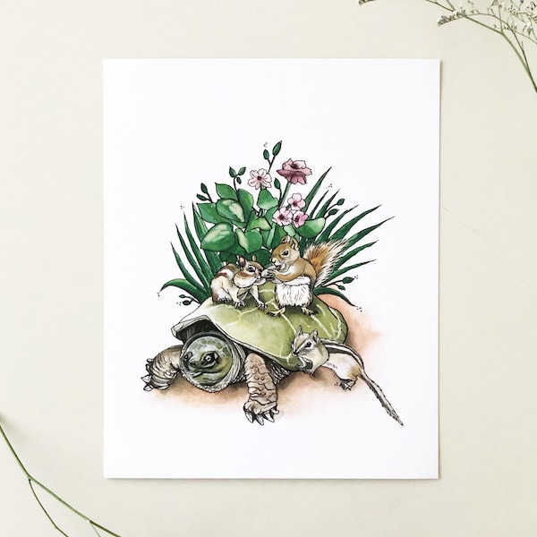 Slow Ride Print, 8"x10" Art Print, Watercolour, Woodland, Kelly Dixon Art