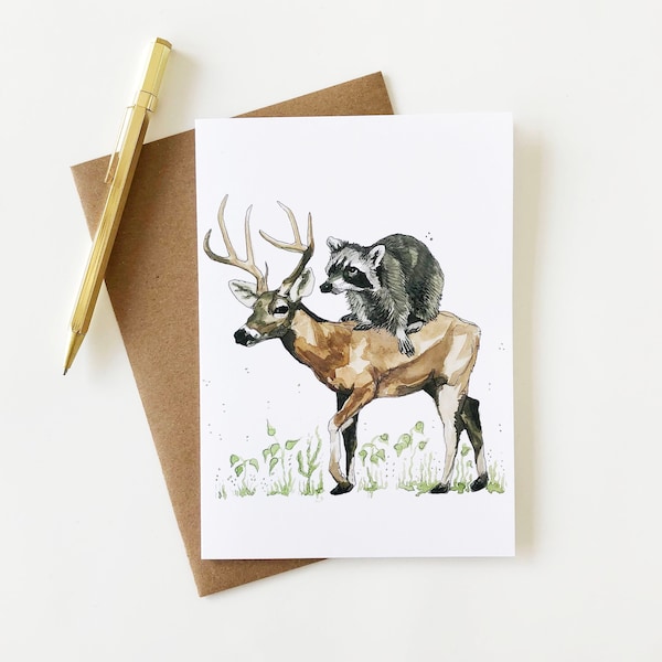 Mistaken for Strangers Greeting Card, Woodland, Blank Card, 5"x7"